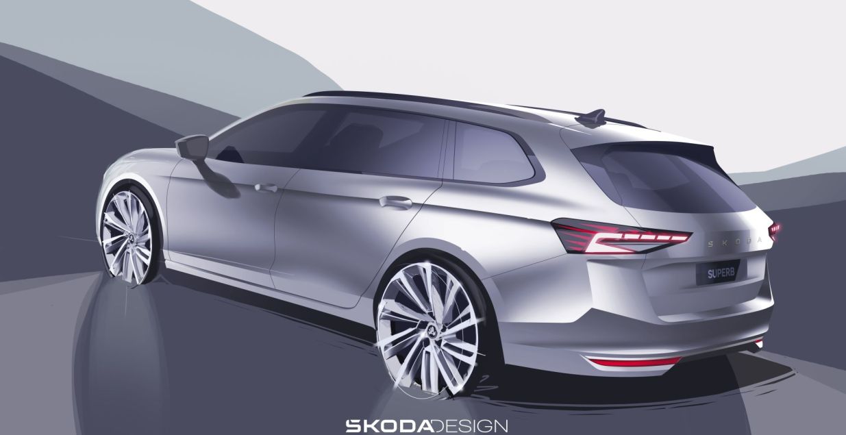 Bliži se premijera - Škoda objavila skice eksterijera četvrte generacije Superba
